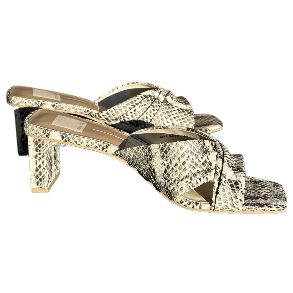 Dolce Vita Gold Cream Snake-Print Knotted Heel Mules New $140 Now $25 size 9